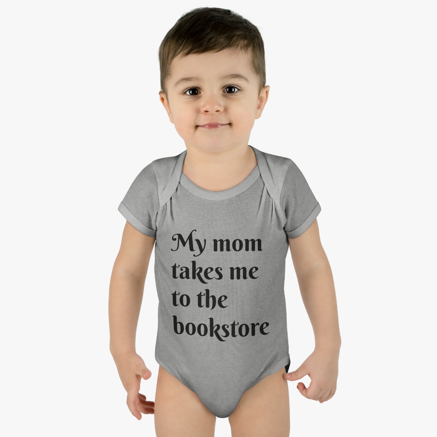 My Mom Takes Me to the Bookstore Infant Baby Rib Bodysuit