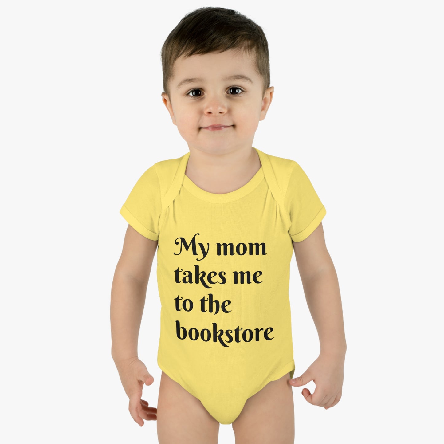 My Mom Takes Me to the Bookstore Infant Baby Rib Bodysuit