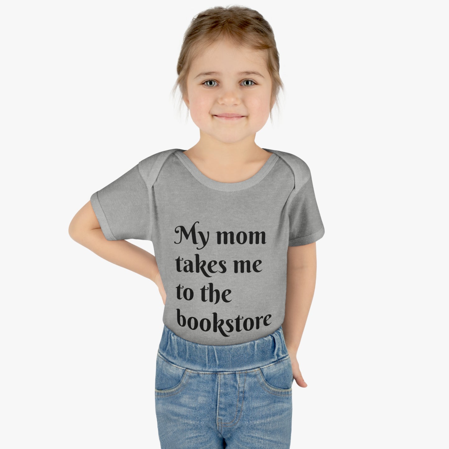 My Mom Takes Me to the Bookstore Infant Baby Rib Bodysuit