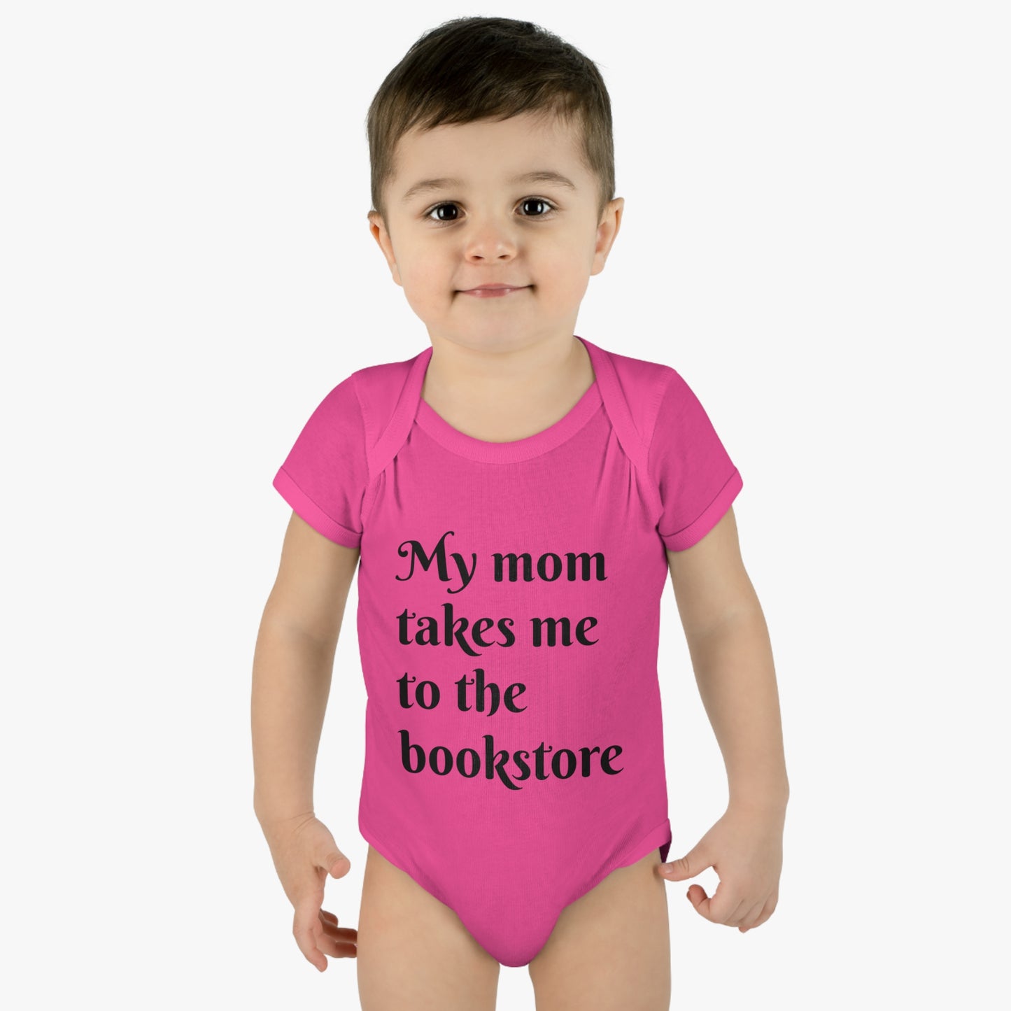 My Mom Takes Me to the Bookstore Infant Baby Rib Bodysuit