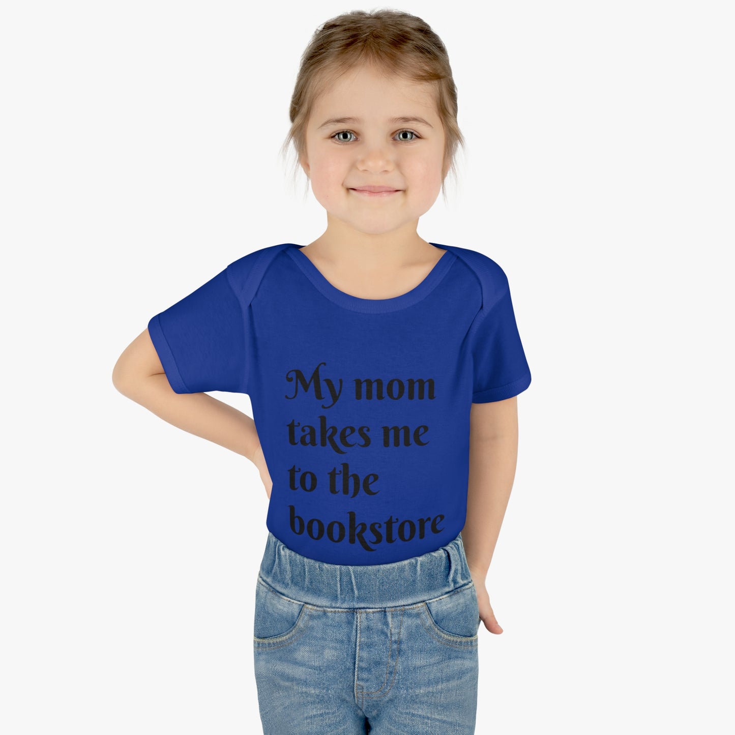 My Mom Takes Me to the Bookstore Infant Baby Rib Bodysuit