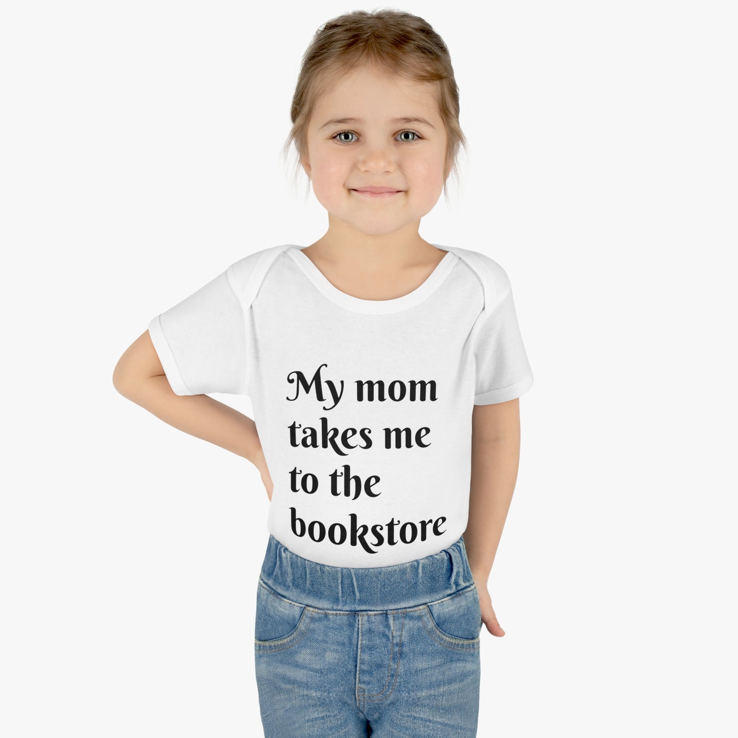 My Mom Takes Me to the Bookstore Infant Baby Rib Bodysuit