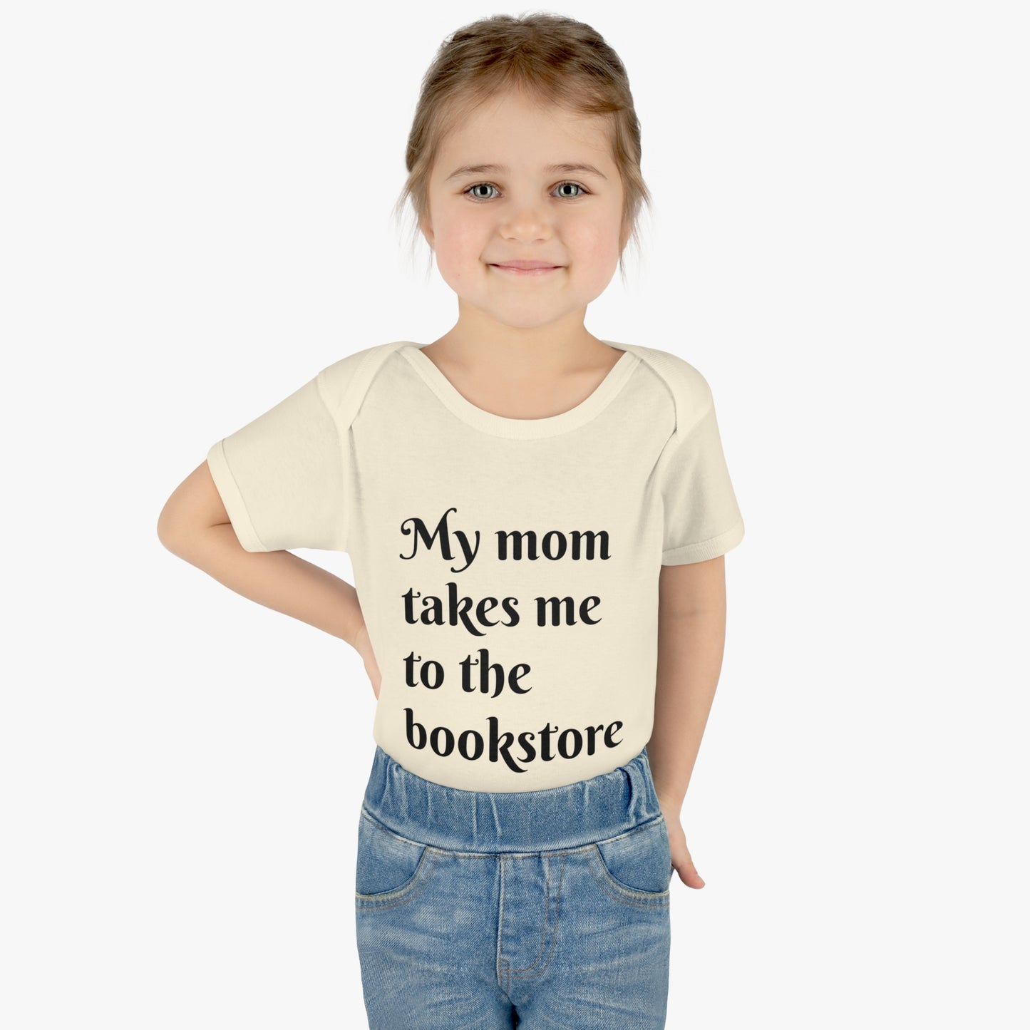 My Mom Takes Me to the Bookstore Infant Baby Rib Bodysuit