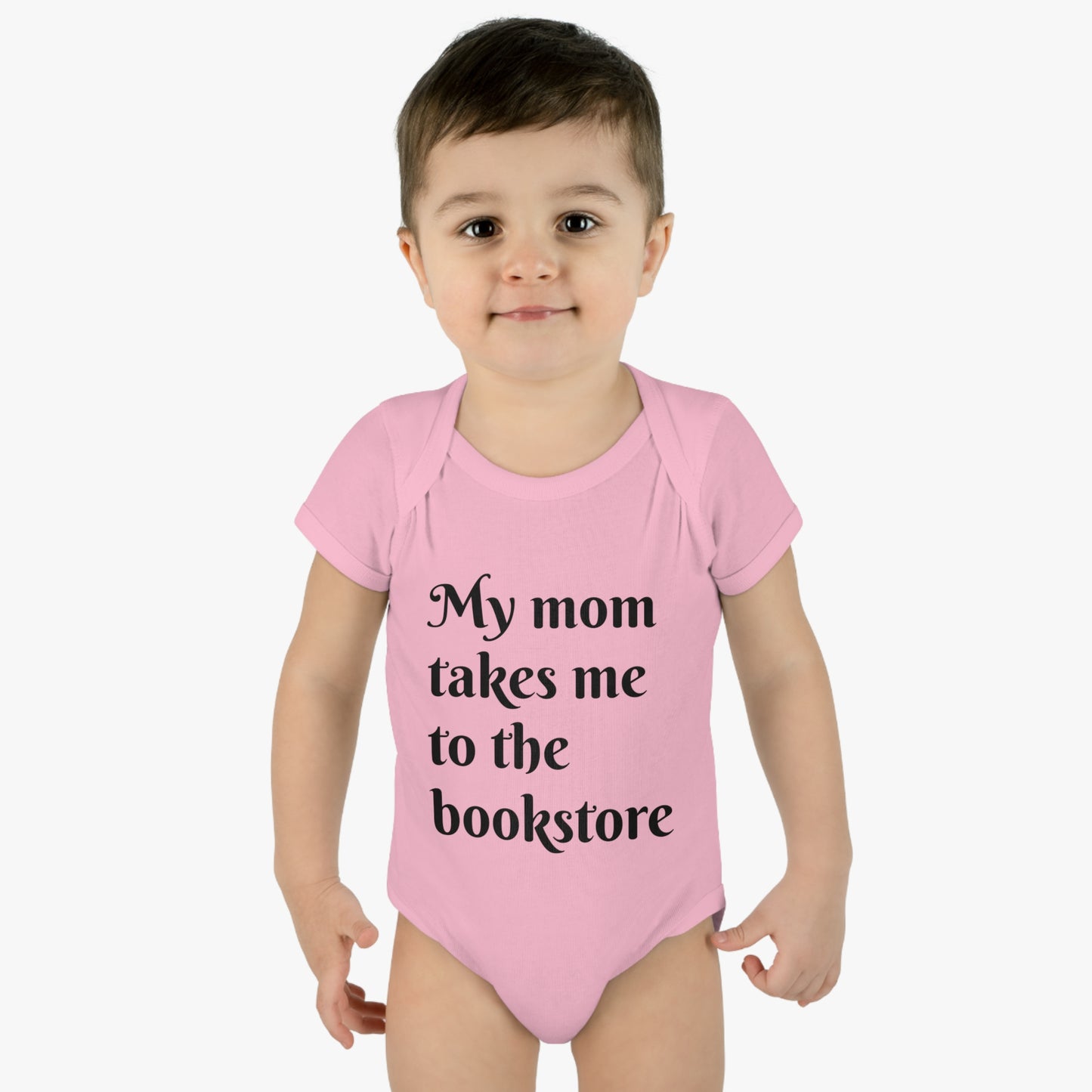 My Mom Takes Me to the Bookstore Infant Baby Rib Bodysuit