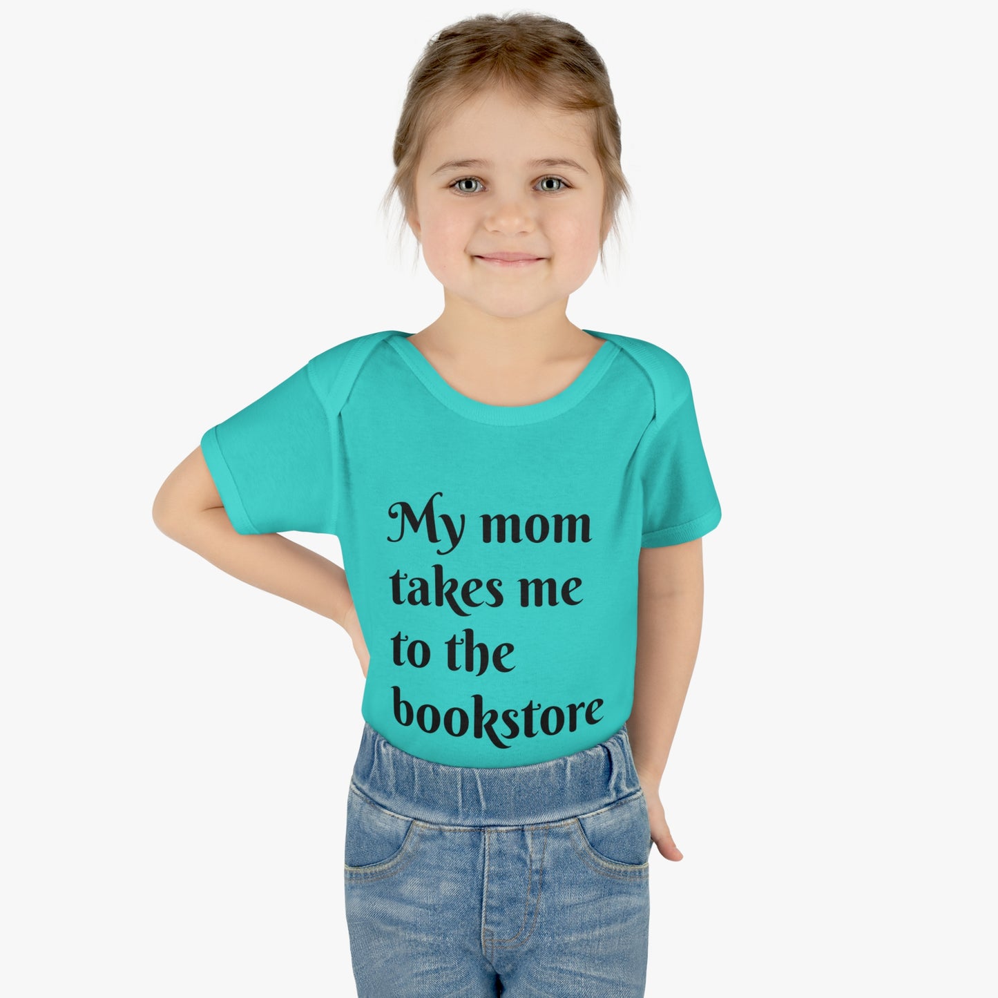 My Mom Takes Me to the Bookstore Infant Baby Rib Bodysuit