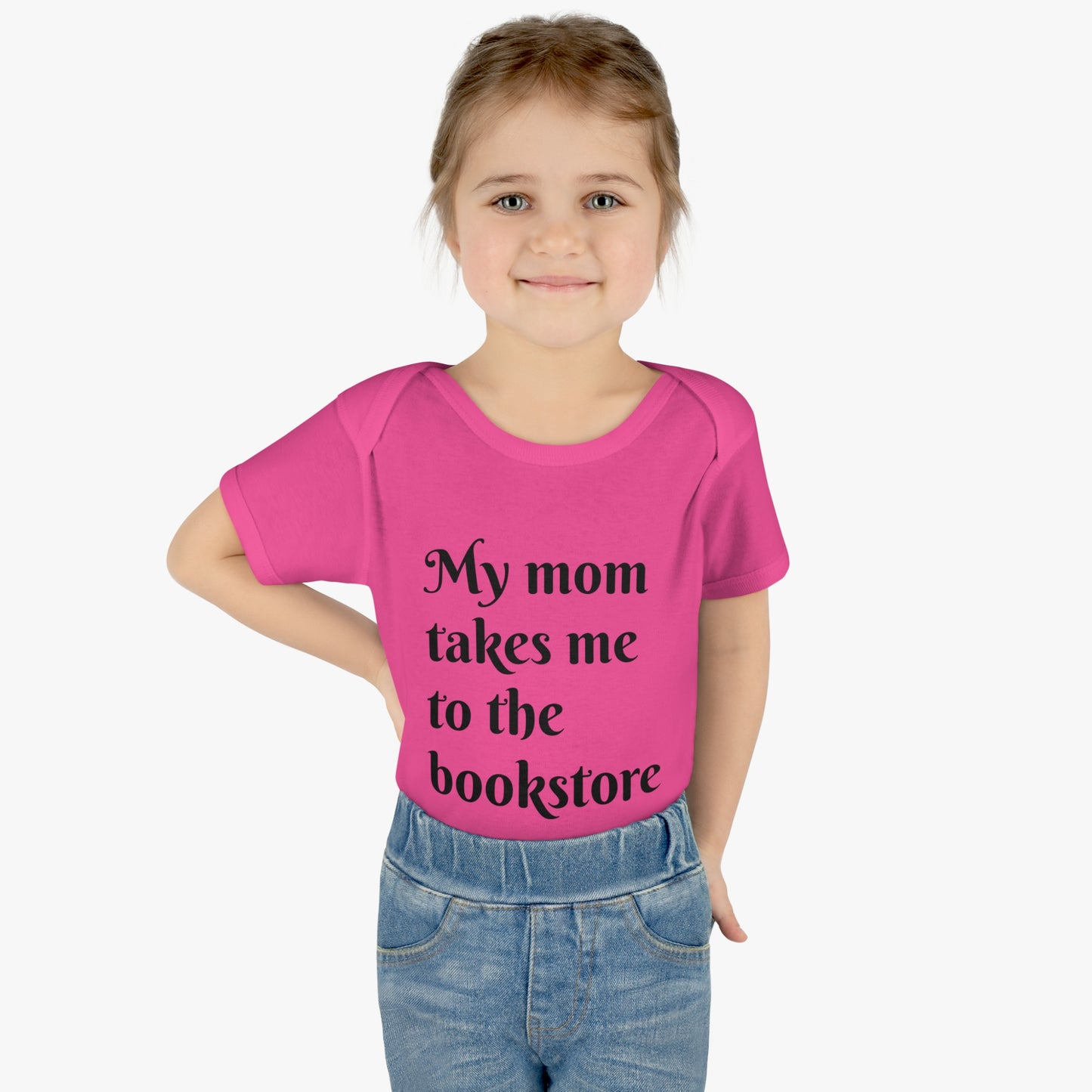 My Mom Takes Me to the Bookstore Infant Baby Rib Bodysuit