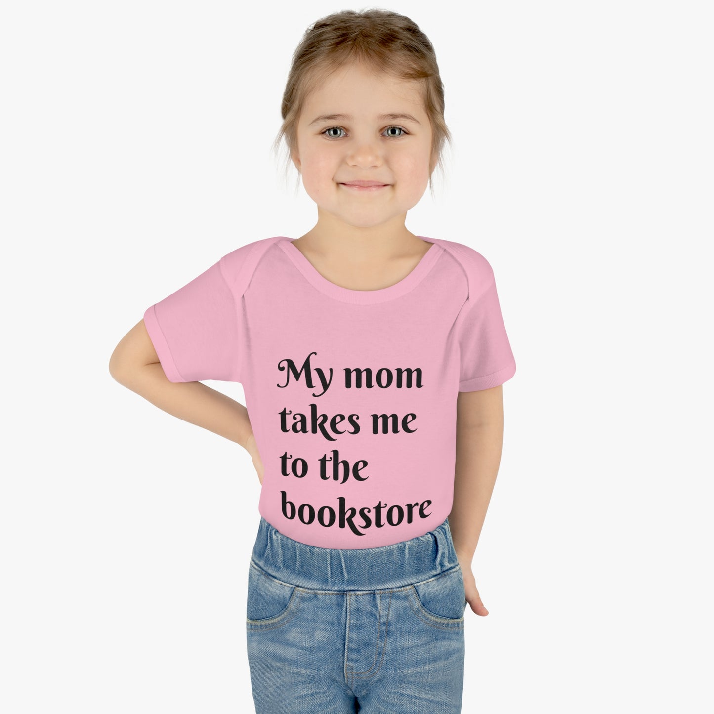 My Mom Takes Me to the Bookstore Infant Baby Rib Bodysuit