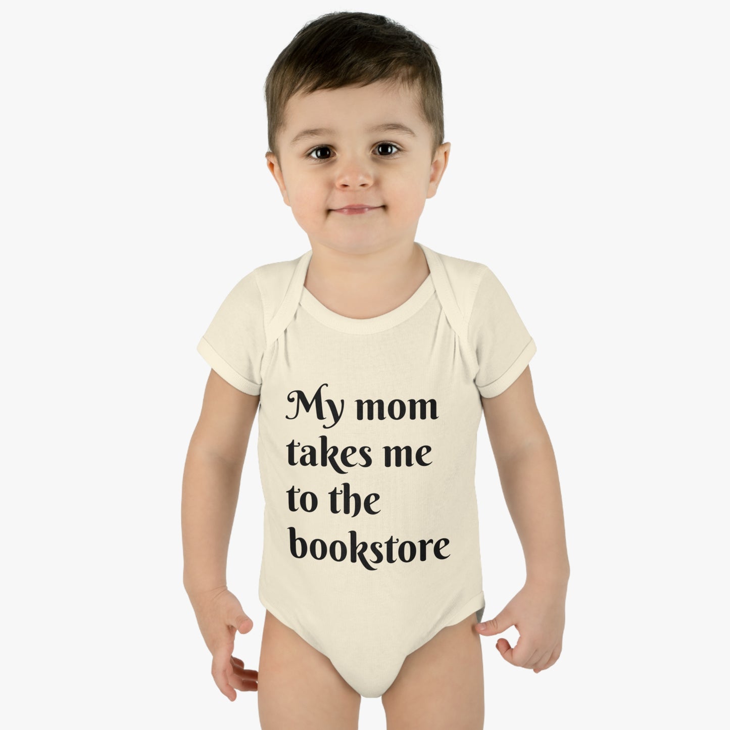 My Mom Takes Me to the Bookstore Infant Baby Rib Bodysuit