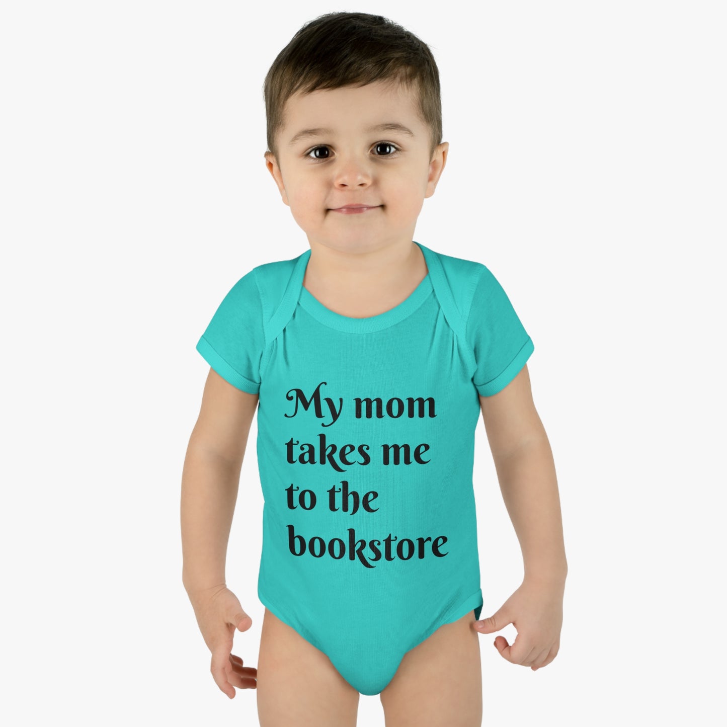 My Mom Takes Me to the Bookstore Infant Baby Rib Bodysuit