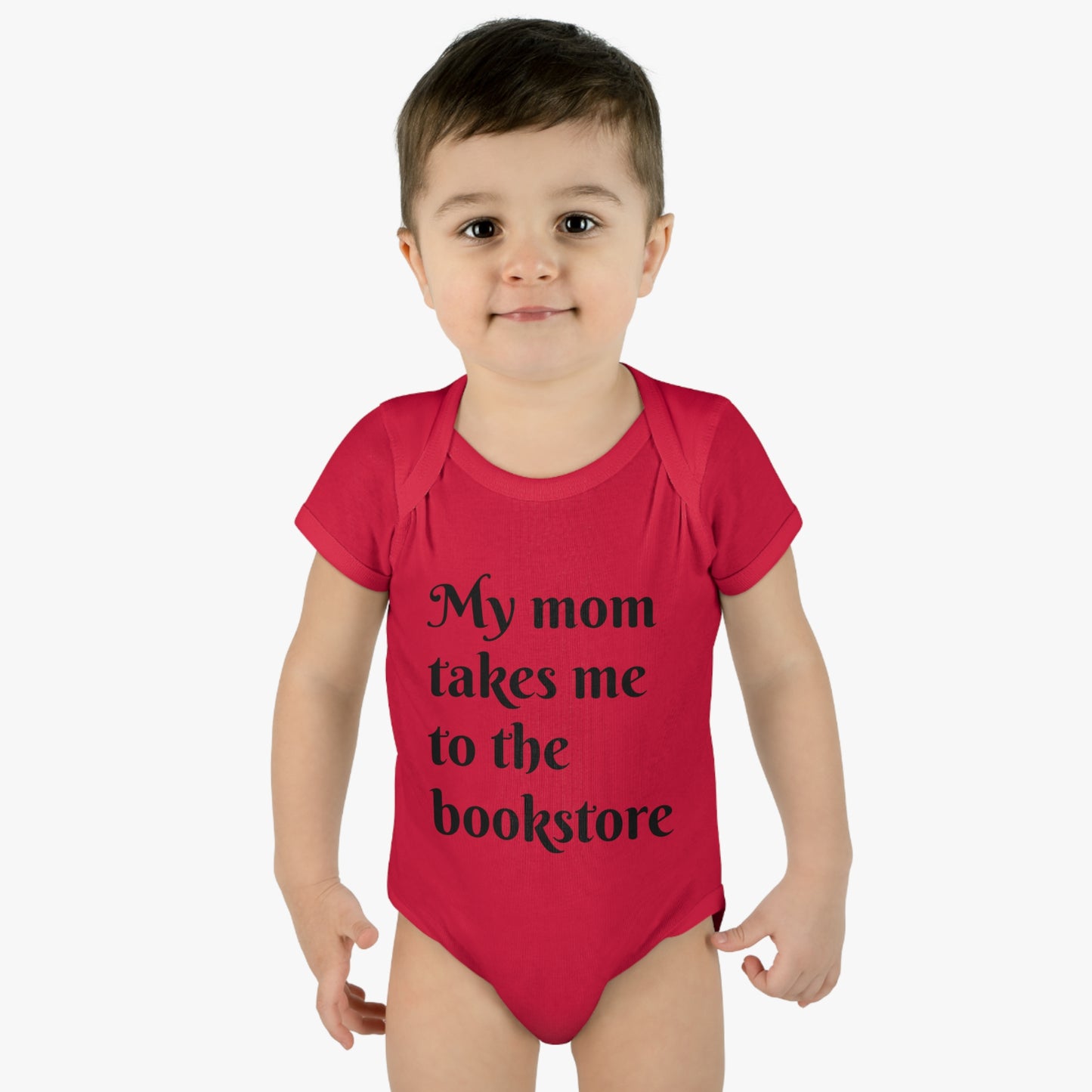 My Mom Takes Me to the Bookstore Infant Baby Rib Bodysuit