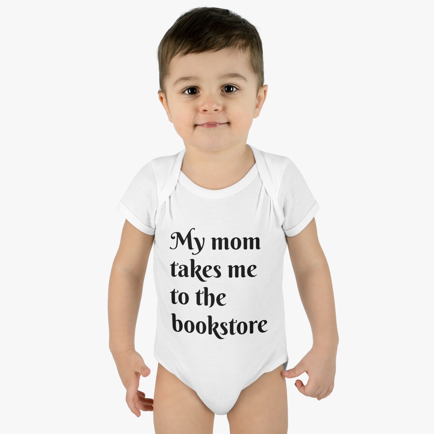 My Mom Takes Me to the Bookstore Infant Baby Rib Bodysuit